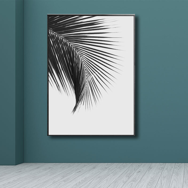 Palm Leave Wrapped Canvas for Living Room Plant Wall Art Print Black for Home Decor