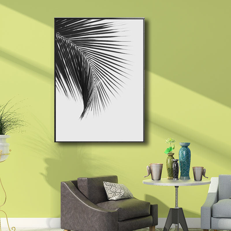 Palm Leave Wrapped Canvas for Living Room Plant Wall Art Print Black for Home Decor