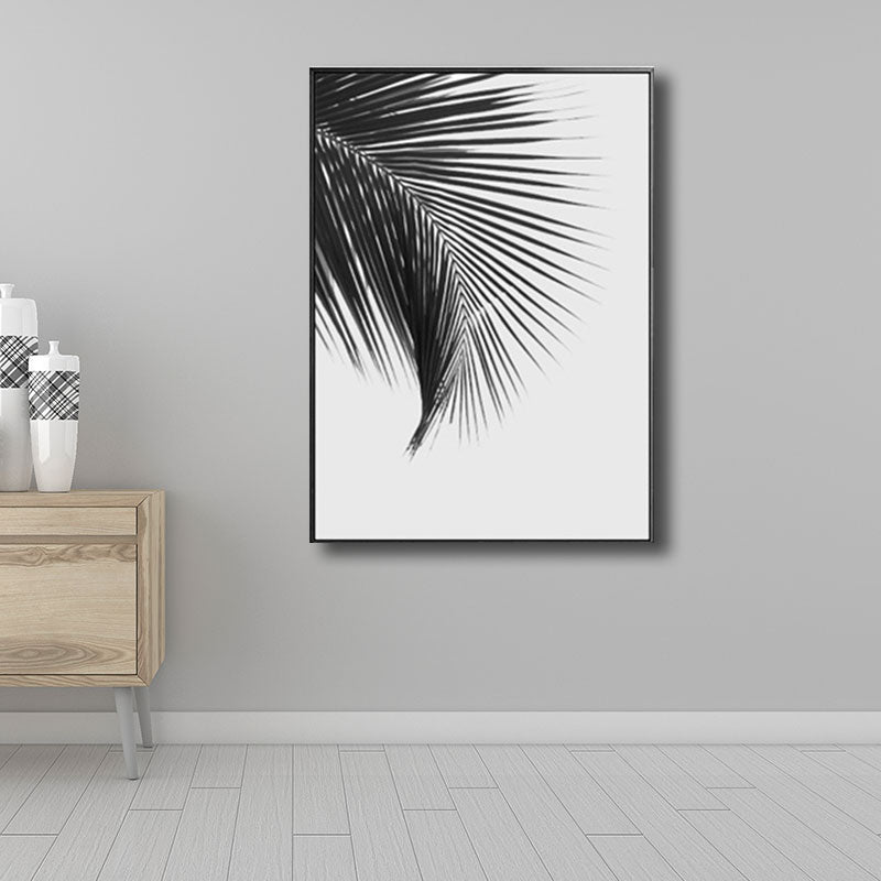 Palm Leave Wrapped Canvas for Living Room Plant Wall Art Print Black for Home Decor