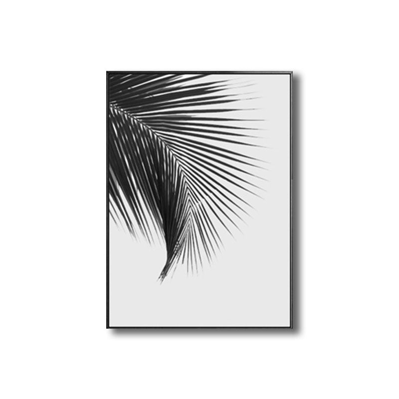 Palm Leave Wrapped Canvas for Living Room Plant Wall Art Print Black for Home Decor