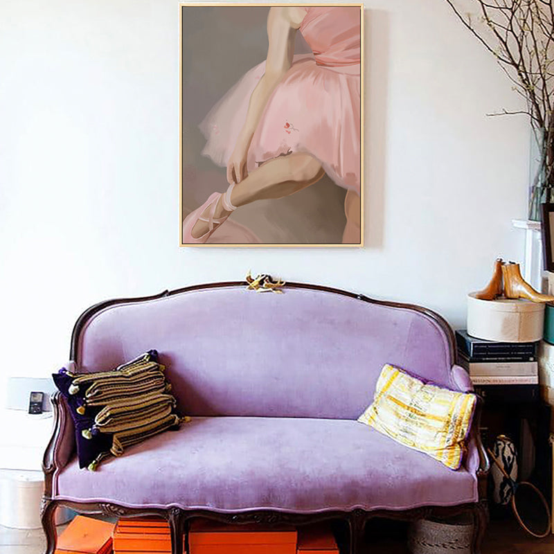 Pink Ballet Wall Art Dancer Vintage Textured Canvas Print for Girls Bedroom