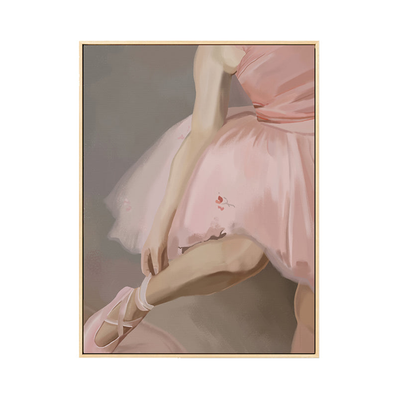 Pink Ballet Wall Art Dancer Vintage Textured Canvas Print for Girls Bedroom