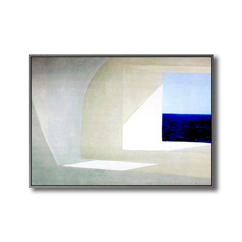 Minimalist Window Sunlight Painting Print Canvas Textured White Wall Art for Home