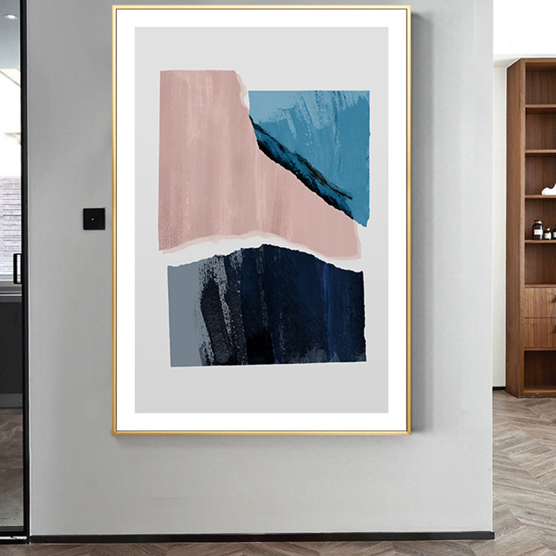 Overlapping Abstract Canvas Art Pastel Color Scandinavian Wall Decor for Living Room