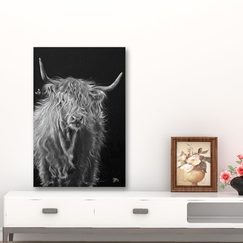 Yak Canvas Print Contemporary Textured Wall Art in Grey for House Interior