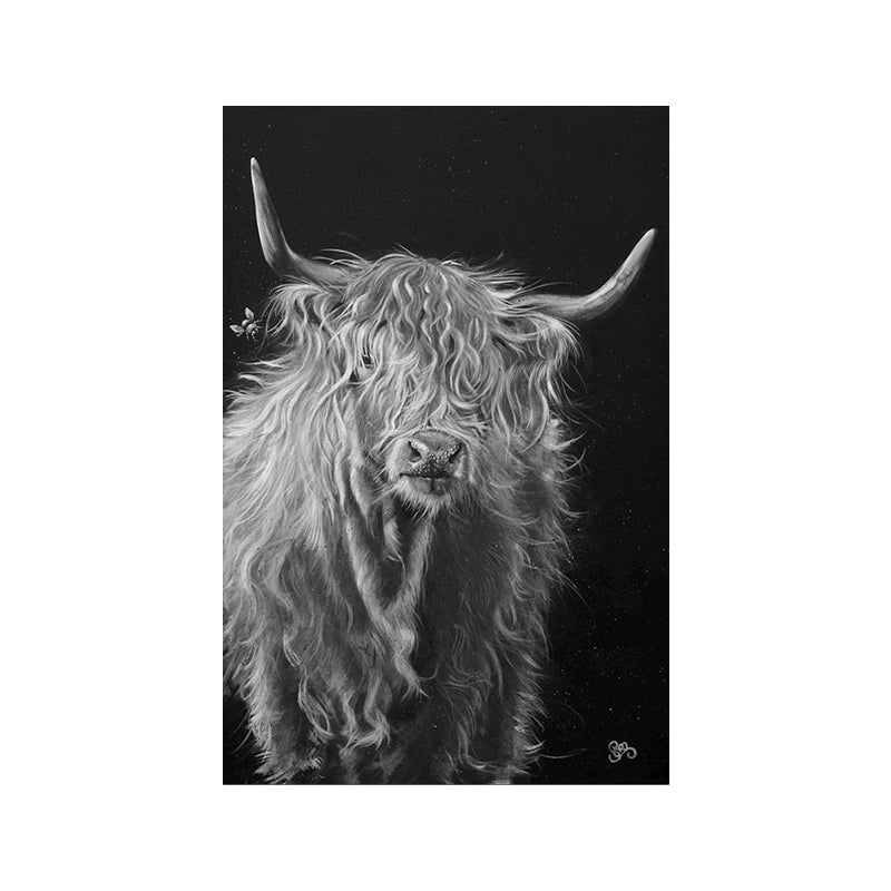 Yak Canvas Print Contemporary Textured Wall Art in Grey for House Interior