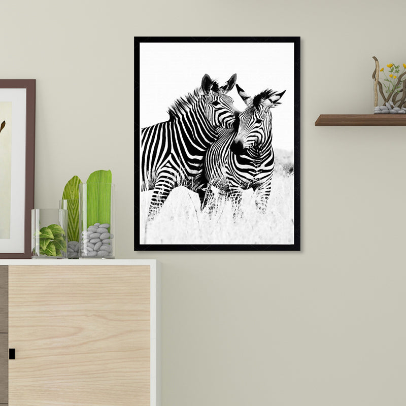 Zebra Canvas Art Modern Style Cute Wild Animal Wall Decoration in Black and White