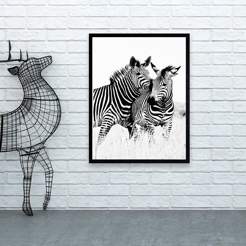 Zebra Canvas Art Modern Style Cute Wild Animal Wall Decoration in Black and White