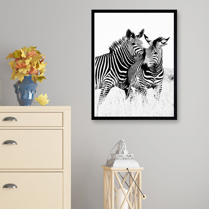 Zebra Canvas Art Modern Style Cute Wild Animal Wall Decoration in Black and White