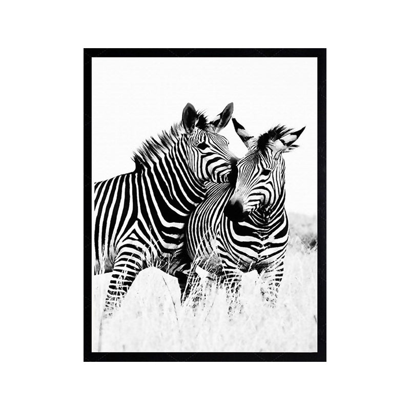 Zebra Canvas Art Modern Style Cute Wild Animal Wall Decoration in Black and White