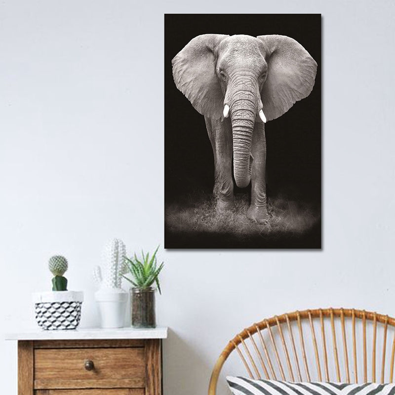 Tropical African Animal Wall Decor Canvas Textured Dark Color Wall Art for Dorm