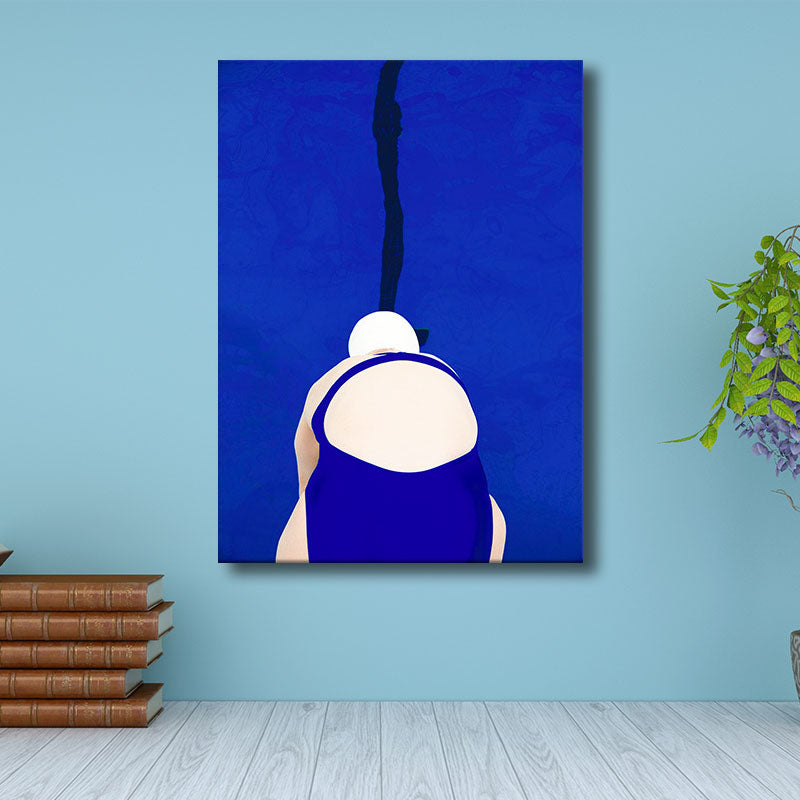 Blue Swimmer Canvas Print Sport Scandinavian Home Wall Art Decor for Sitting Room