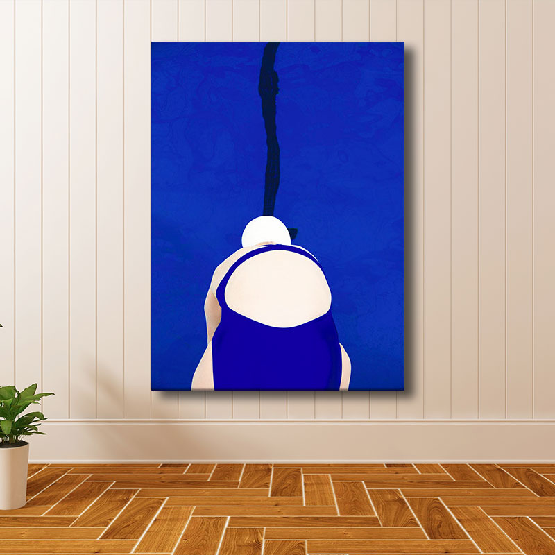 Blue Swimmer Canvas Print Sport Scandinavian Home Wall Art Decor for Sitting Room