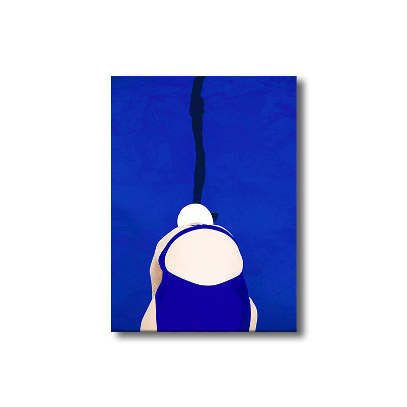 Blue Swimmer Canvas Print Sport Scandinavian Home Wall Art Decor for Sitting Room