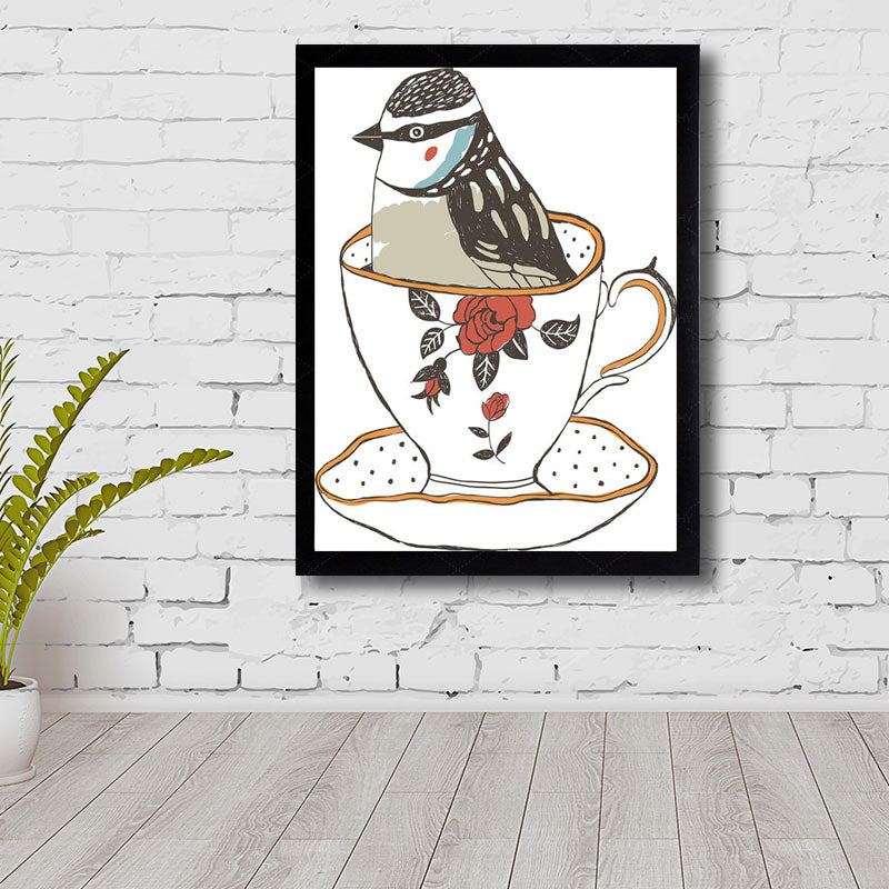 Classic Tea Set Wall Decor Canvas Decorative Dark Color Art Prints for Dining Room