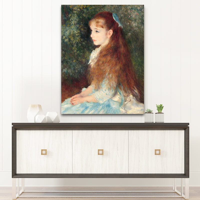 Blue Impressionist Canvas Painting Print Renoir the Young Girl Elaine Wall Art for Dining Room