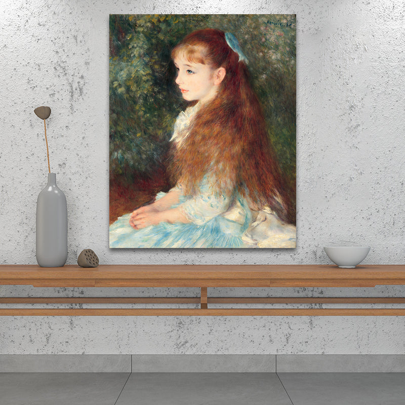 Blue Impressionist Canvas Painting Print Renoir the Young Girl Elaine Wall Art for Dining Room