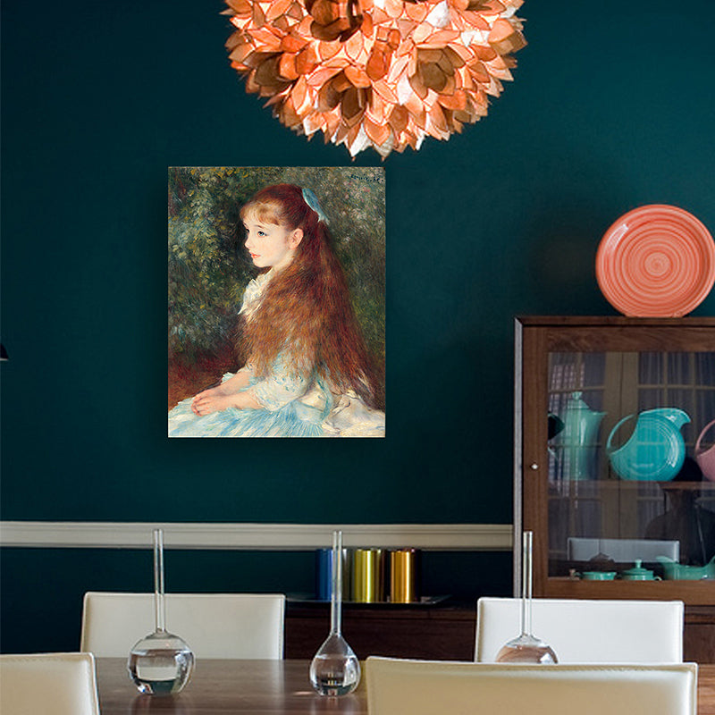 Blue Impressionist Canvas Painting Print Renoir the Young Girl Elaine Wall Art for Dining Room