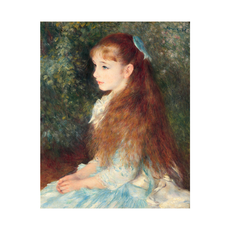 Blue Impressionist Canvas Painting Print Renoir the Young Girl Elaine Wall Art for Dining Room