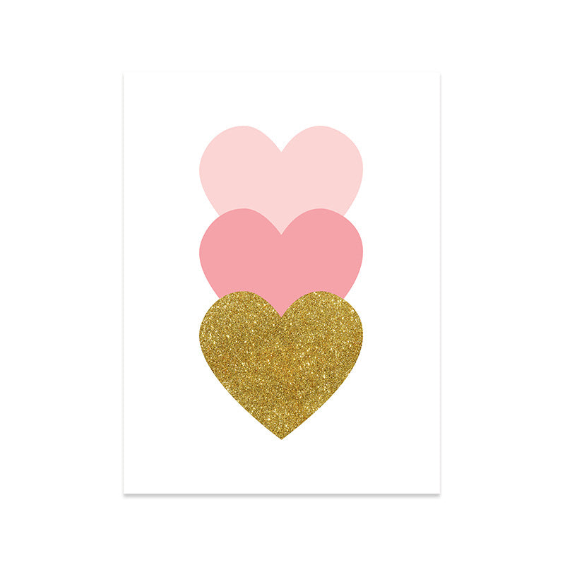 Loving Heart Wall Art Decorative Minimalist for Kids Bedroom Canvas Print in Pink