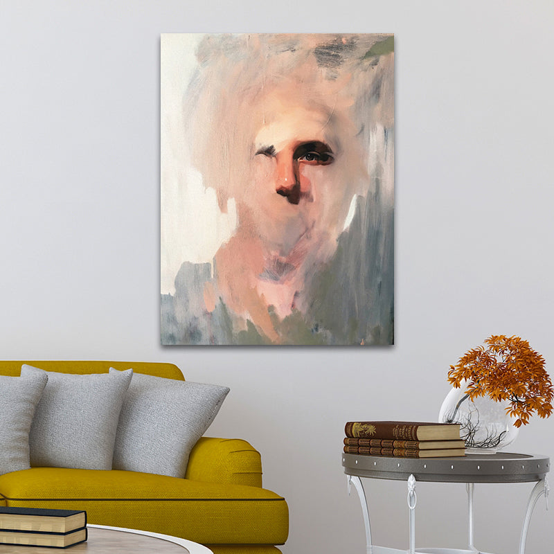 Grey Neo-Figurative Canvas Print Emilio Villalba Man Portrait Wall Art for Home