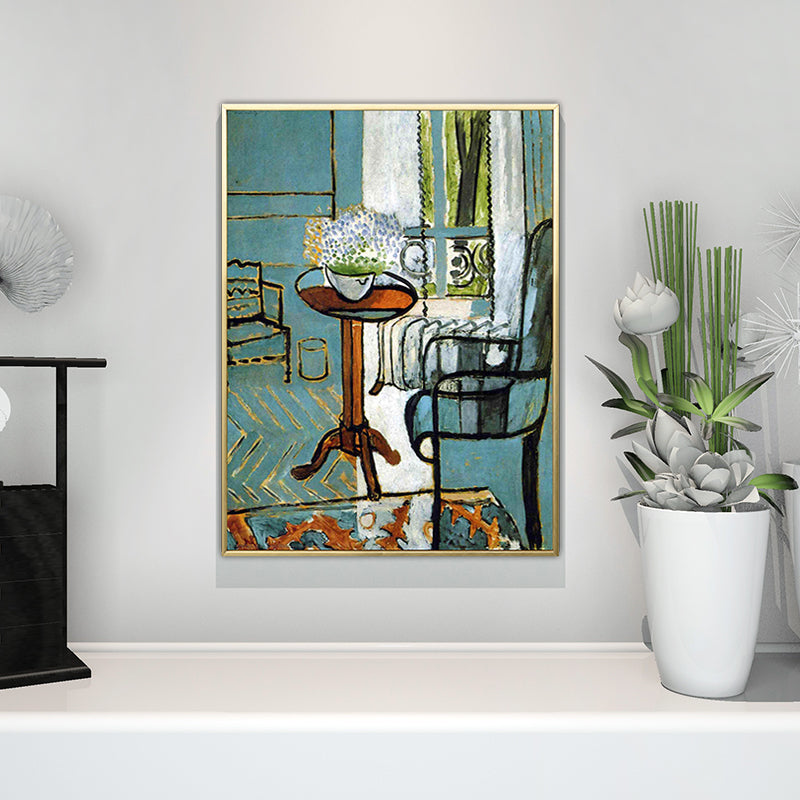 Henri Matisse Flowers Painting for Bedroom Still Life Wall Art in Green, Textured