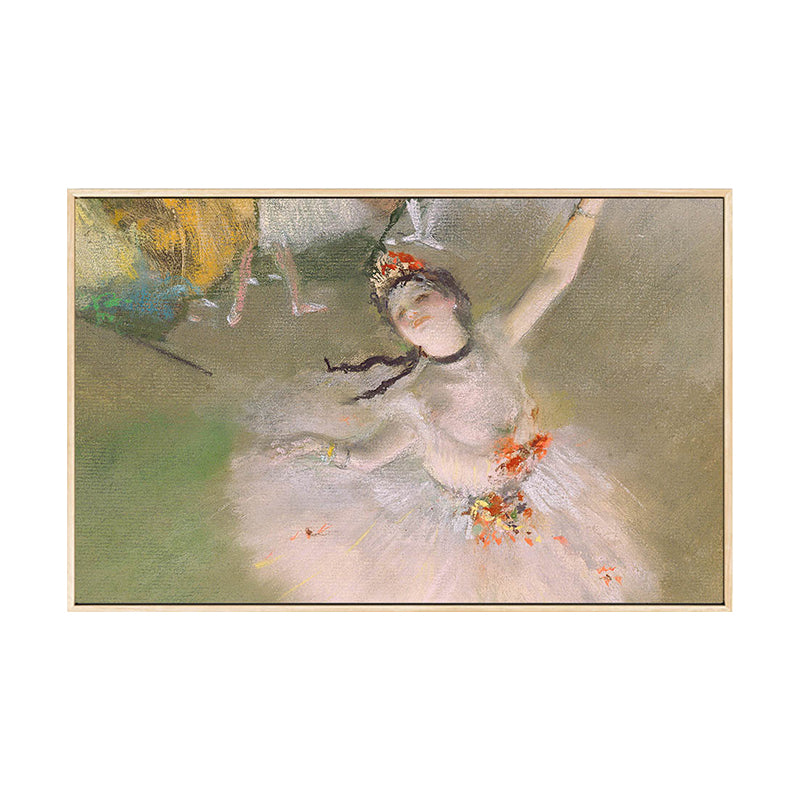 Degas Dancing Ballerina Painting in White Retro Style Wall Art Print for Bedroom