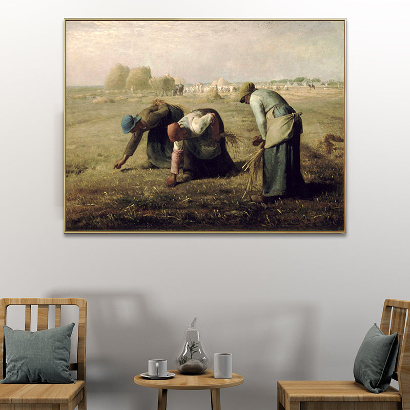 Textured Millet the Gleaners Art Print Canvas Farmhouse Painting for Living Room