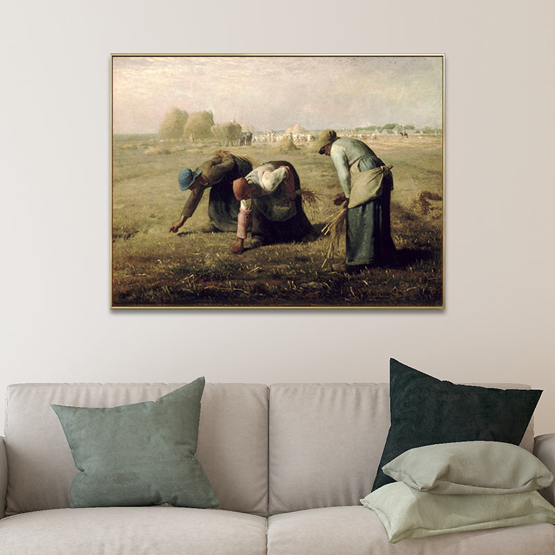 Textured Millet the Gleaners Art Print Canvas Farmhouse Painting for Living Room