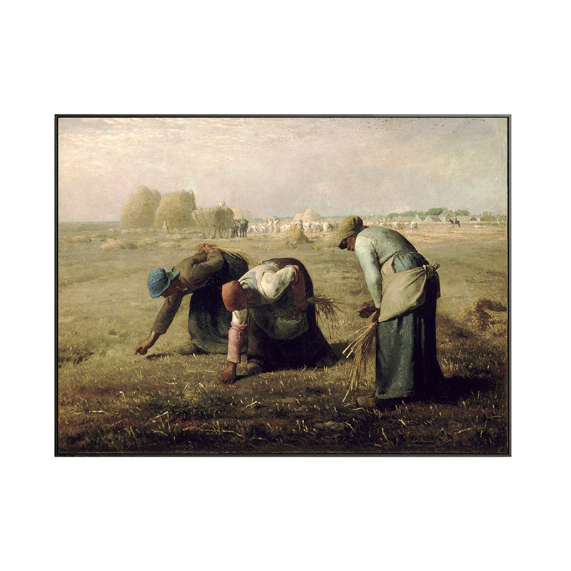 Textured Millet the Gleaners Art Print Canvas Farmhouse Painting for Living Room