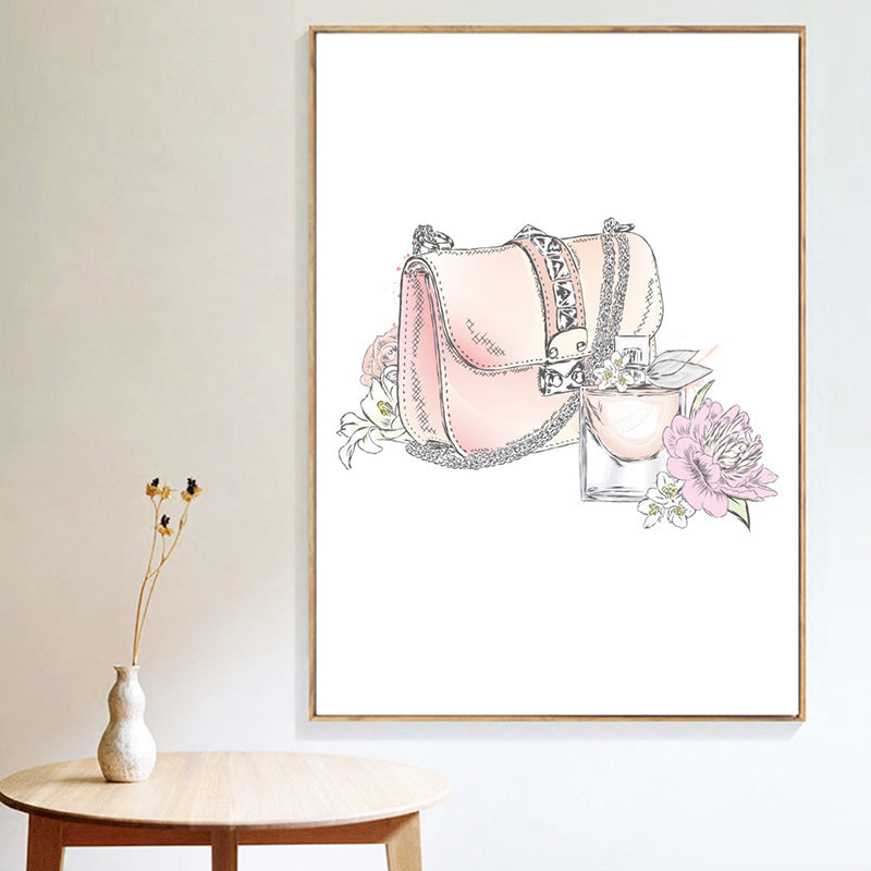 Pink Lady Bag Wrapped Canvas Decorative Victorian for Drawing Room Wall Art Print