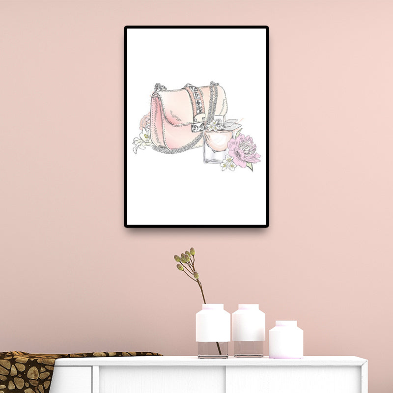 Pink Lady Bag Wrapped Canvas Decorative Victorian for Drawing Room Wall Art Print