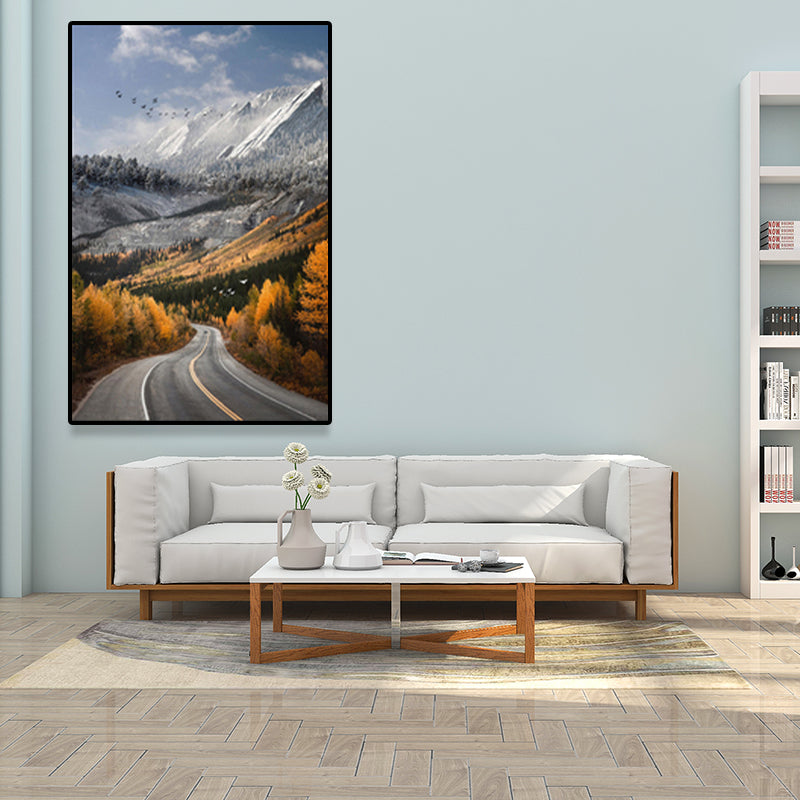 Highway in Mountain Paintings Soft Color Canvas Wall Art for Home Decor, Multiple Size Options