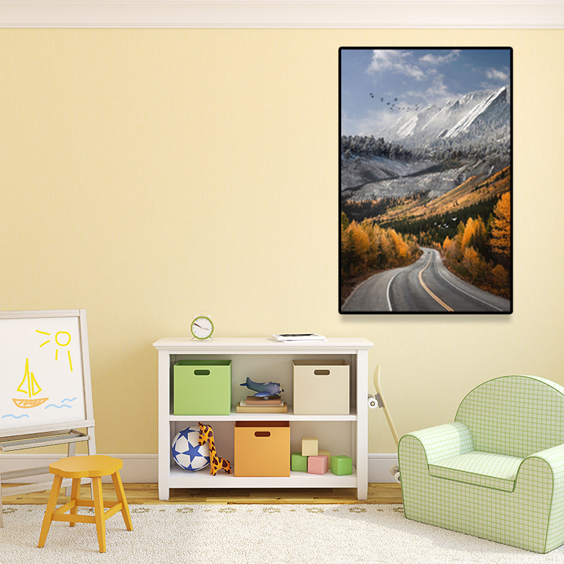 Highway in Mountain Paintings Soft Color Canvas Wall Art for Home Decor, Multiple Size Options