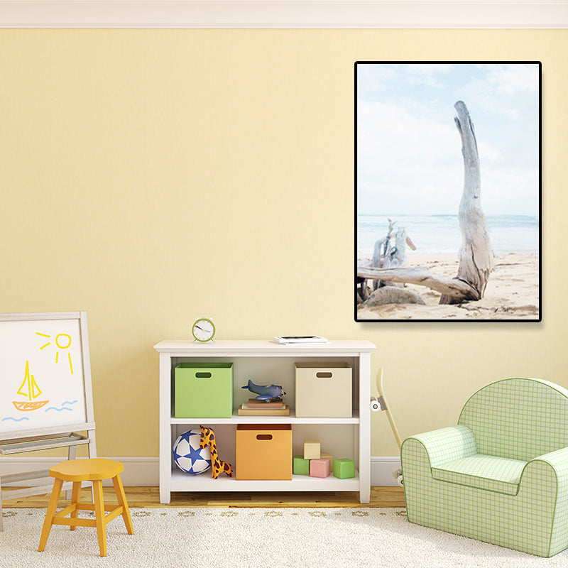 Coastal Trunk on Beach Canvas Art Blue Home Wall Decor for Parlor, Multiple Sizes