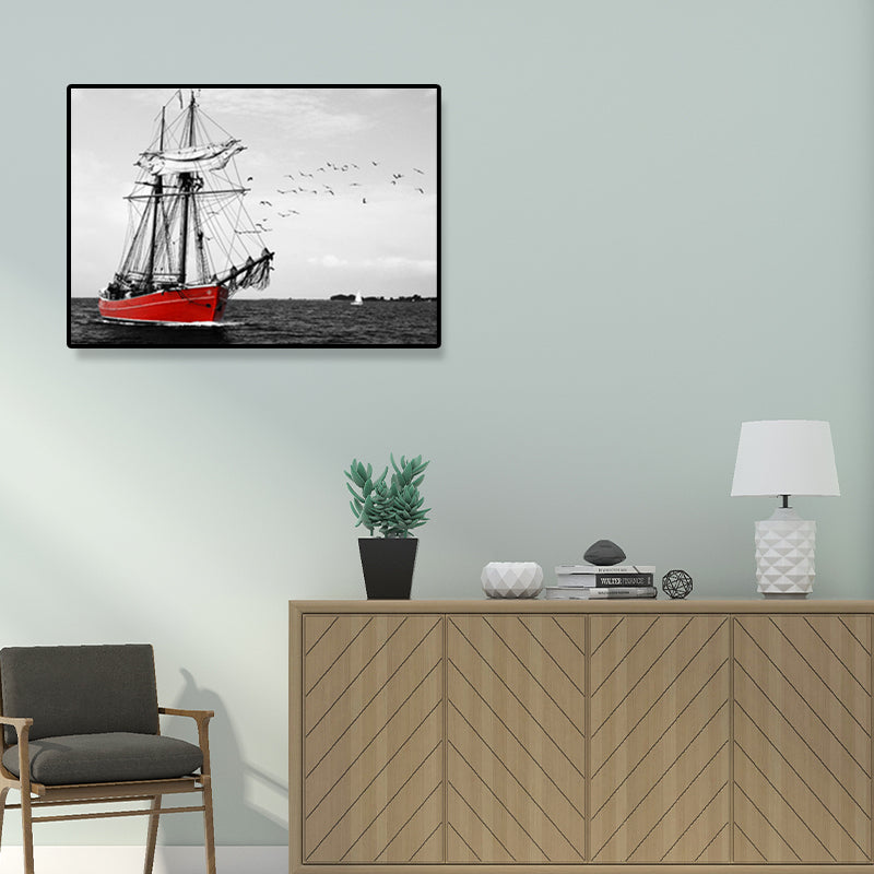 Home Decor Sailboat Wall Art Print Canvas Contemporary Paintings for Living Room