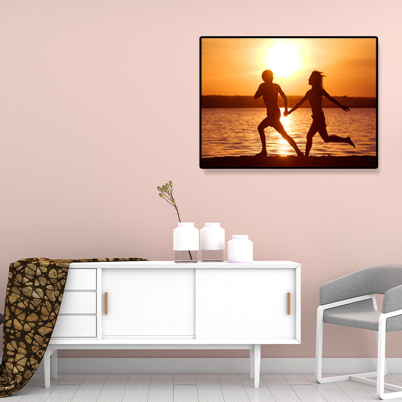 Light Color Lovers Wrapped Canvas Human Modern Decorative Wall Art Print for Bedroom