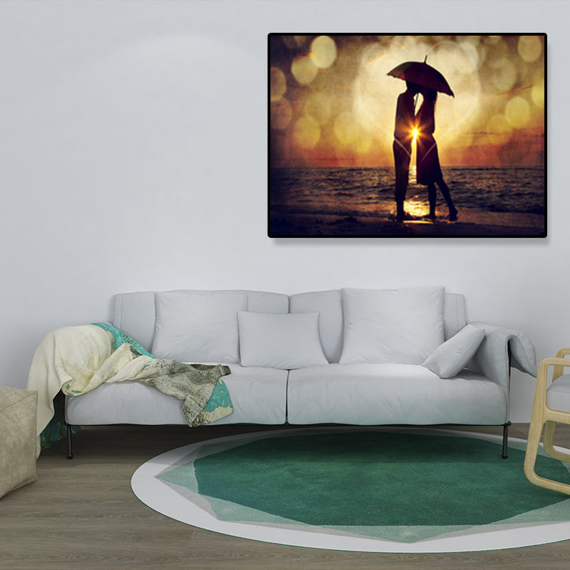 Light Color Lovers Wrapped Canvas Human Modern Decorative Wall Art Print for Bedroom