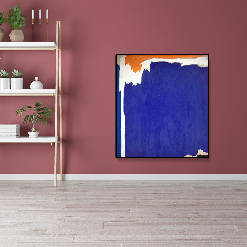 Abstract Color-Block Painting Minimalistic Canvas Wall Art in Blue and Orange