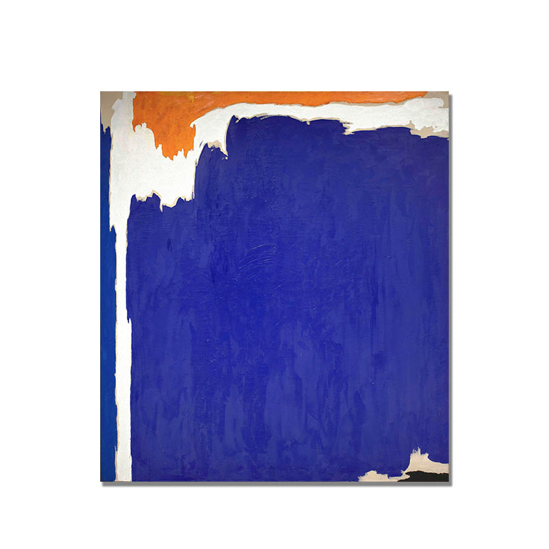 Abstract Color-Block Painting Minimalistic Canvas Wall Art in Blue and Orange