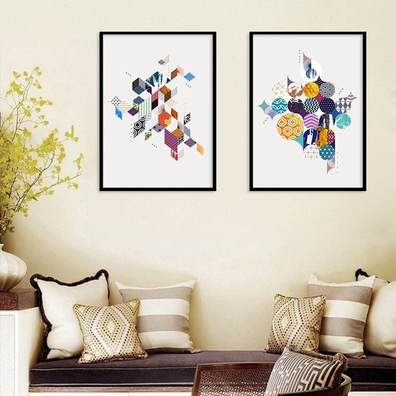 Nordic Geometry Wall Decor for Drawing Room Canvas Art in Colorful, Multiple Sizes