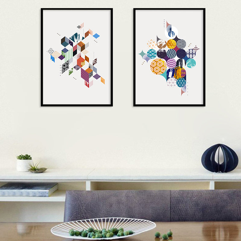 Nordic Geometry Wall Decor for Drawing Room Canvas Art in Colorful, Multiple Sizes