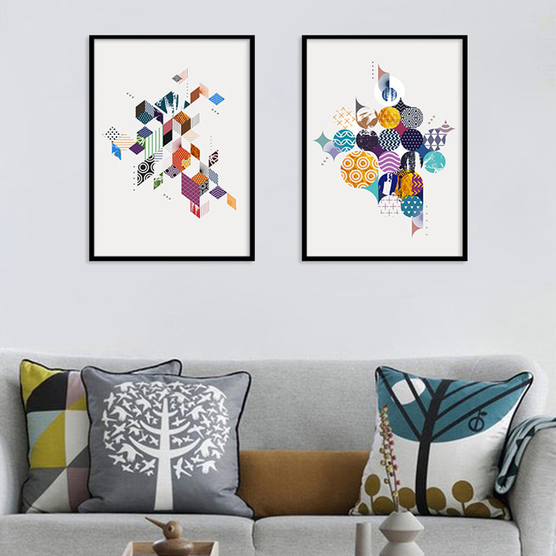 Nordic Geometry Wall Decor for Drawing Room Canvas Art in Colorful, Multiple Sizes