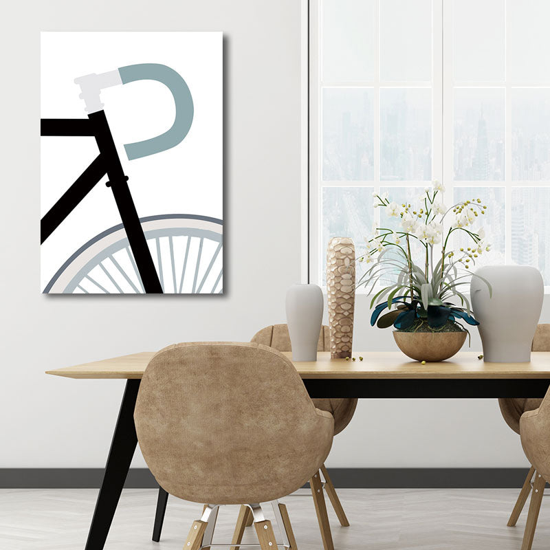 Bicycle Wall Art Decor White Nordic Canvas Print for Great Room, Multiple Size Available