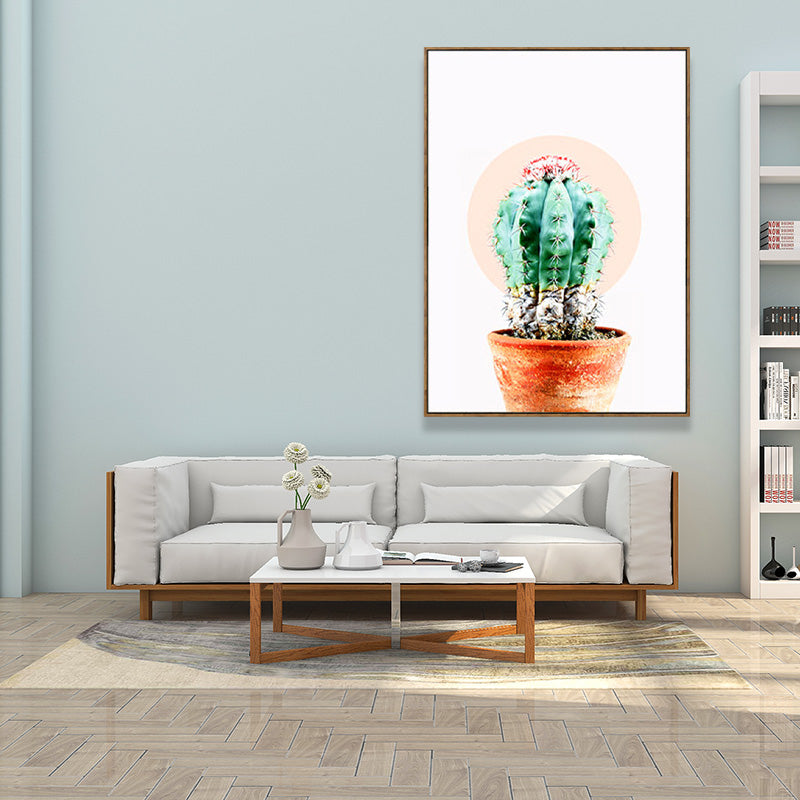 Minimalist Cactus Canvas Print Soft Color for Drawing Room Wall Art Decor, Multiple Size Options