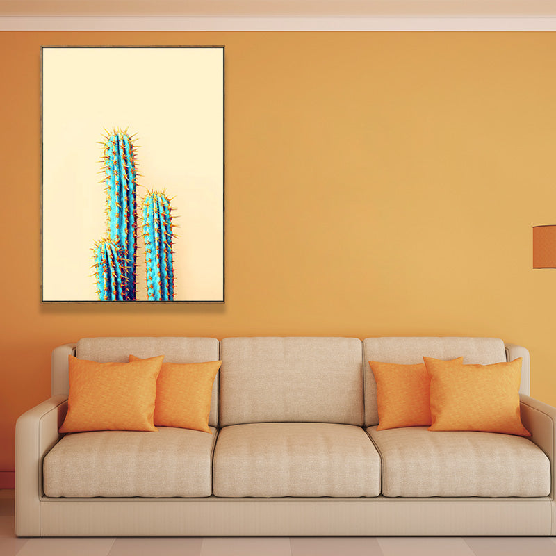 Minimalist Cactus Canvas Print Soft Color for Drawing Room Wall Art Decor, Multiple Size Options