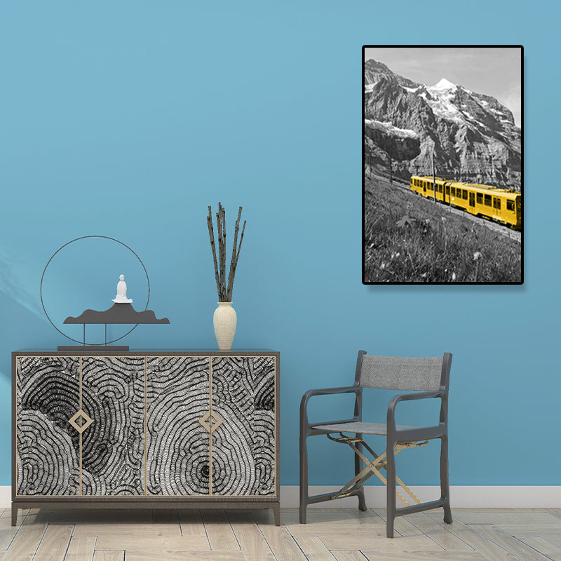 Vehicle Canvas Wall Art Simplicity Textured Painting in Yellow, Multiple Size Available