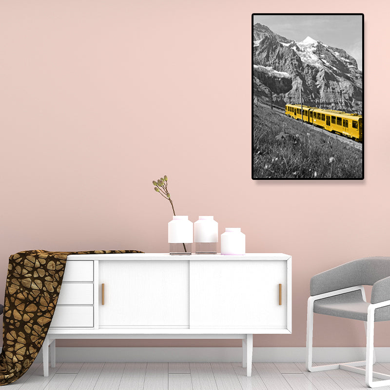 Vehicle Canvas Wall Art Simplicity Textured Painting in Yellow, Multiple Size Available