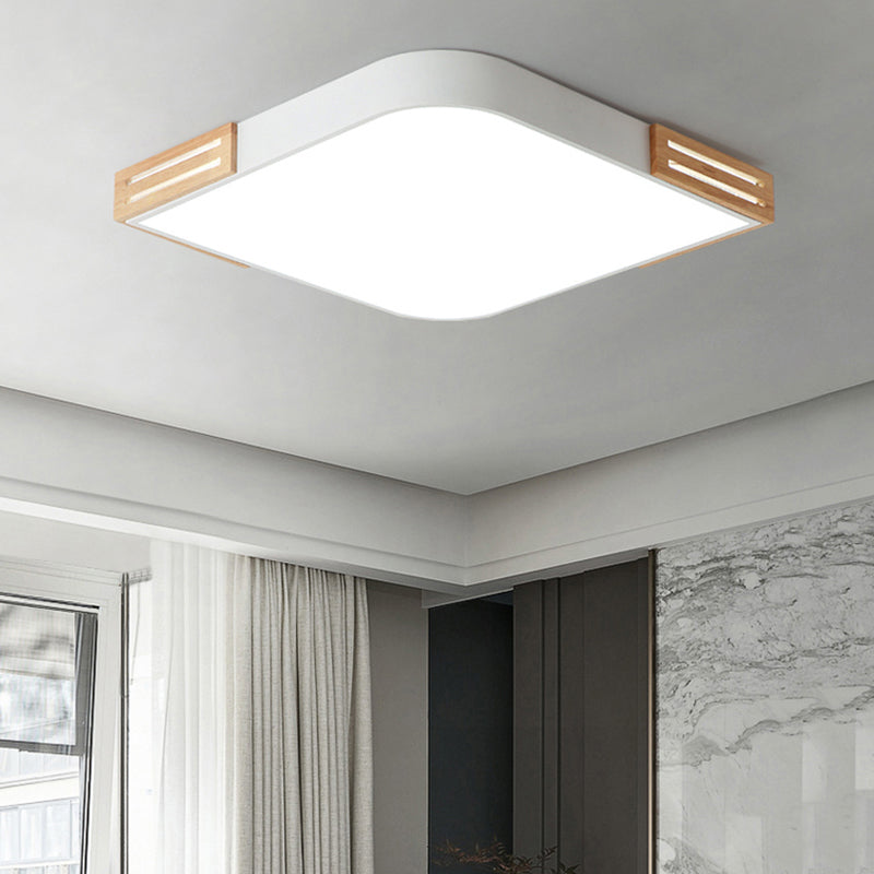 16"/19.5" W Flat Square LED Flush Ceiling Light Modern Stylish Acrylic Ceiling Lamp in White for Dining Room