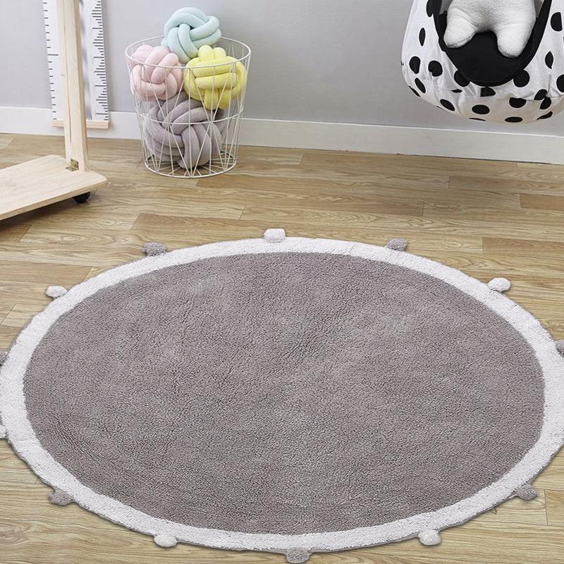 Casual Living Room Rug in Grey and Pink Plain Rug Polyester Machine Washable Anti-Slip Area Rug